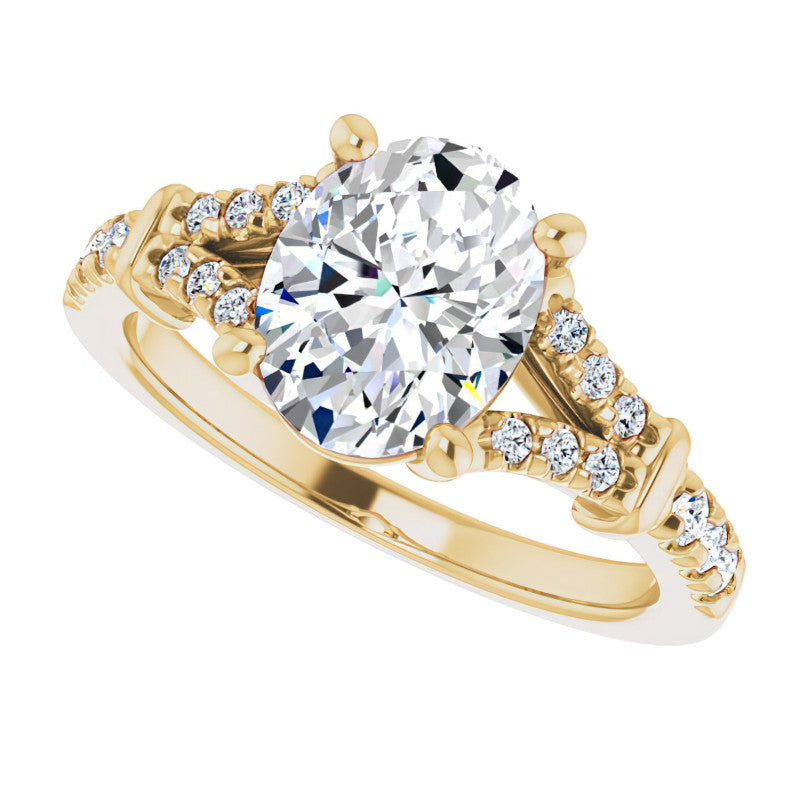 Split Shank Oval Moissanite Engagement Ring