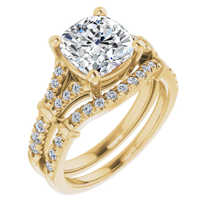 Split Shank Cushion Moissanite Engagement Ring