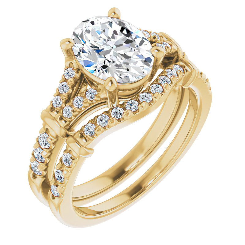 Split Shank Oval Moissanite Engagement Ring