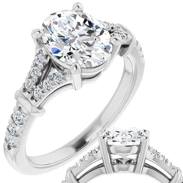 Split Shank Oval Moissanite Engagement Ring