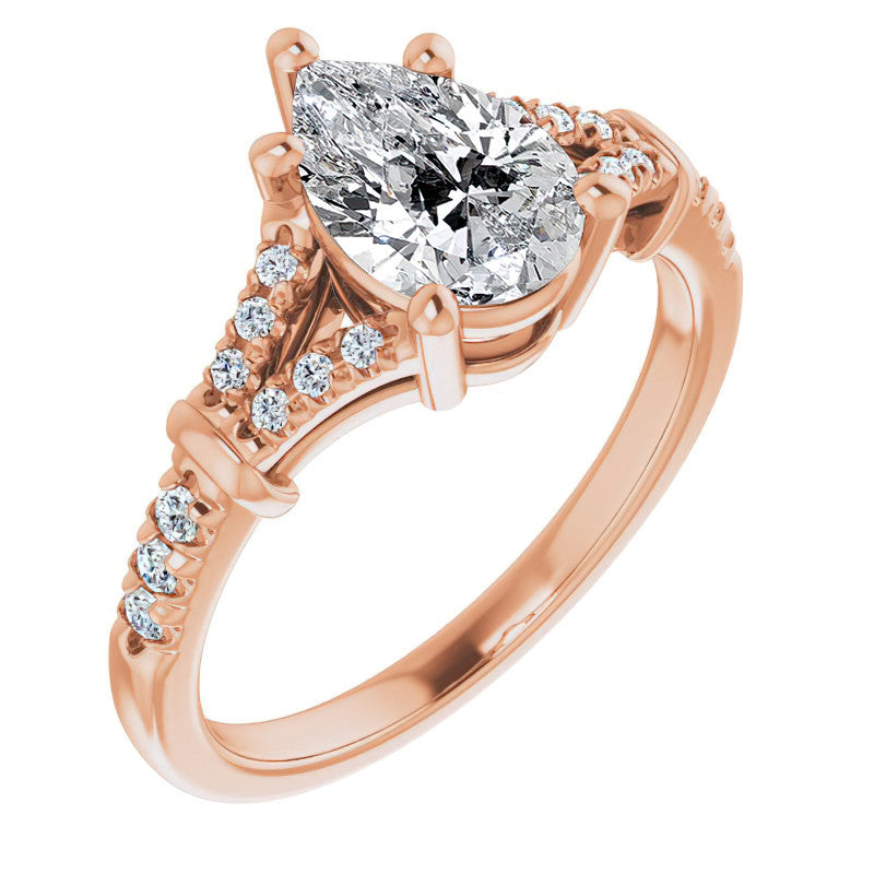 Split Shank Pear Moissanite Engagement Ring