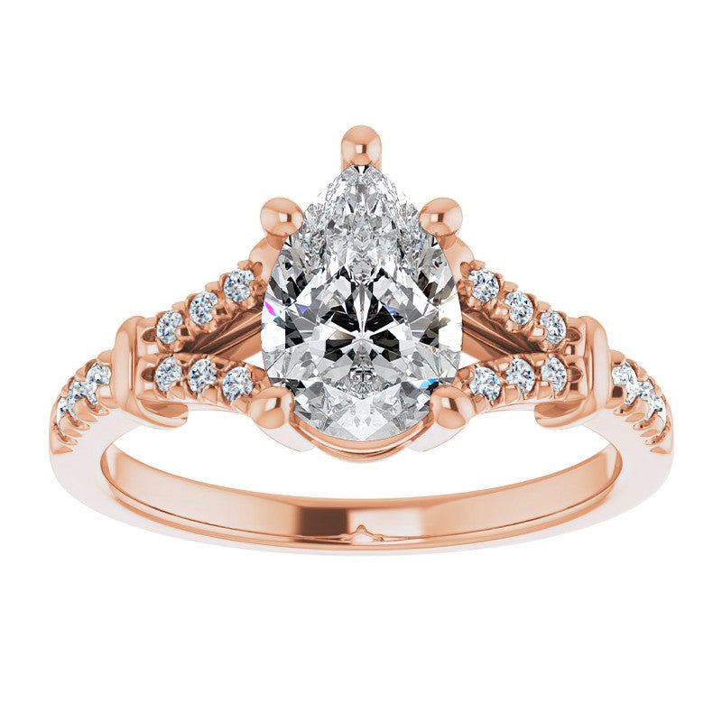 Split Shank Pear Moissanite Engagement Ring