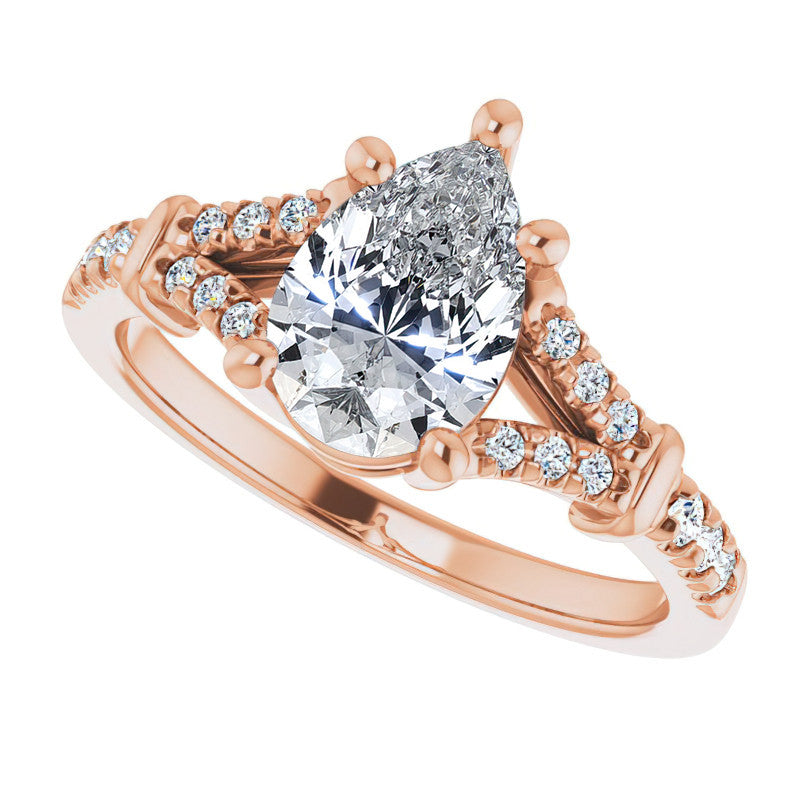 Split Shank Pear Moissanite Engagement Ring