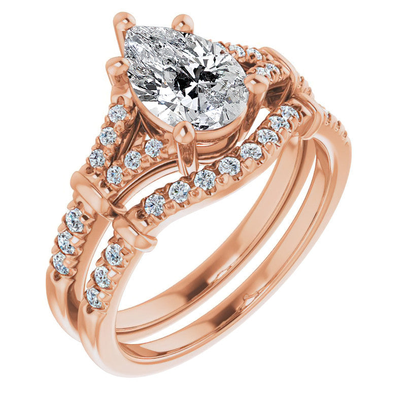 Split Shank Pear Moissanite Engagement Ring