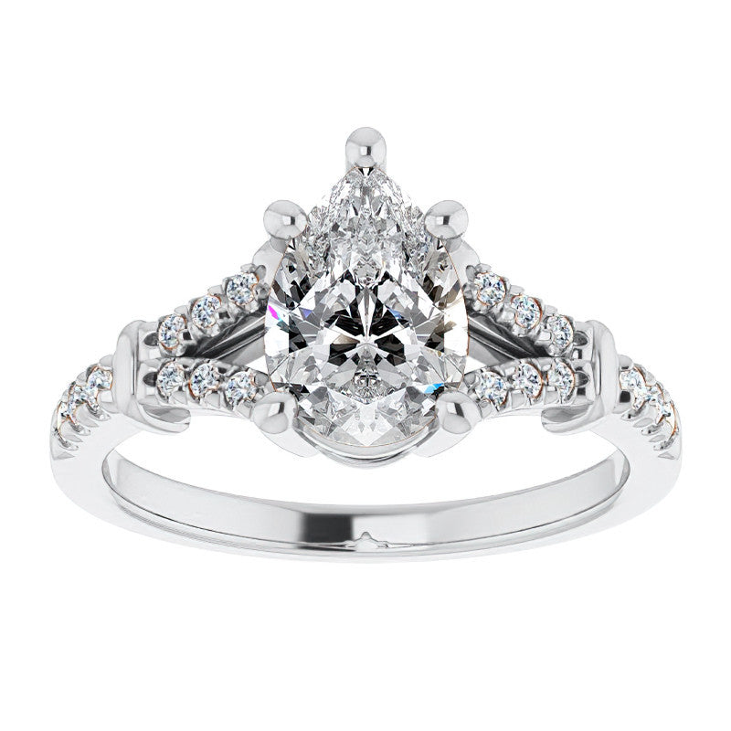 Split Shank Pear Moissanite Engagement Ring