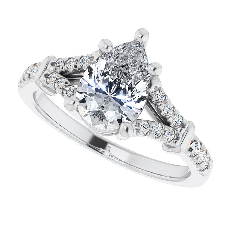 Split Shank Pear Moissanite Engagement Ring