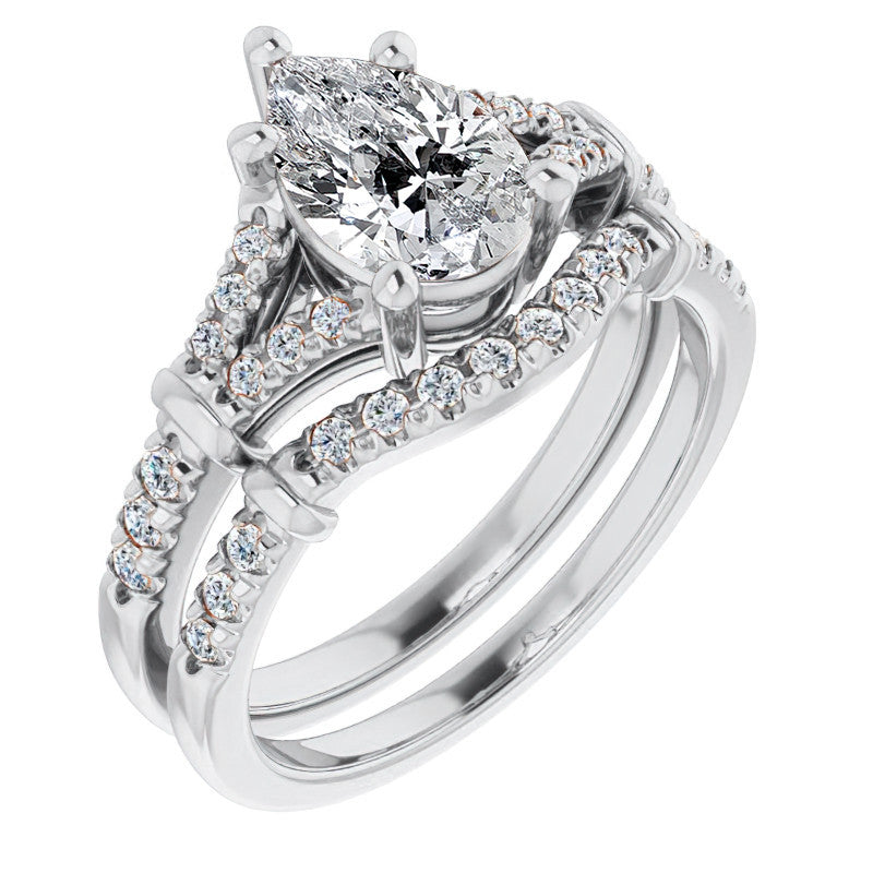 Split Shank Pear Moissanite Engagement Ring
