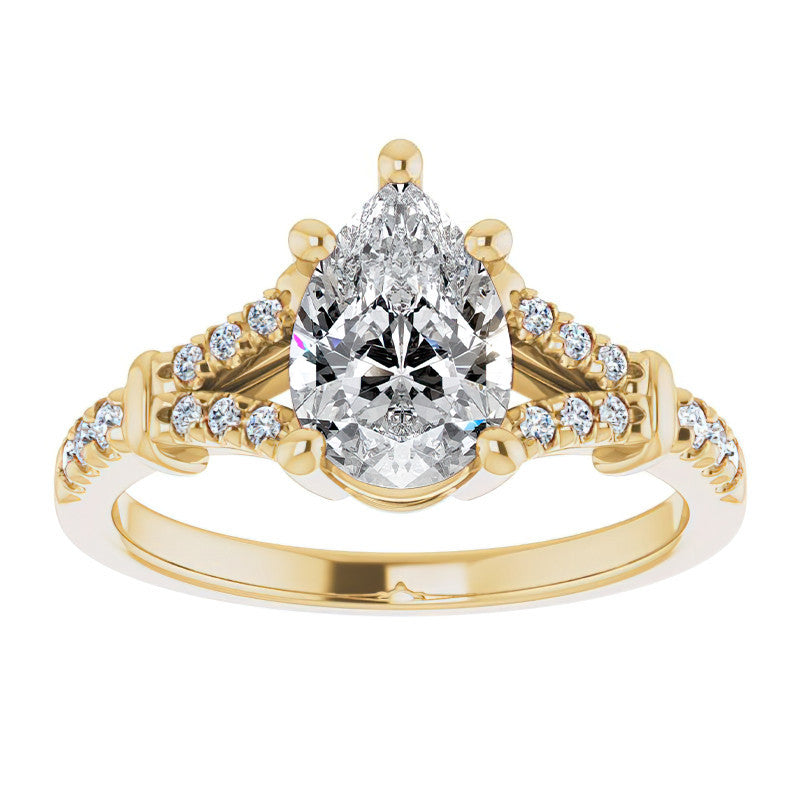 Split Shank Pear Moissanite Engagement Ring