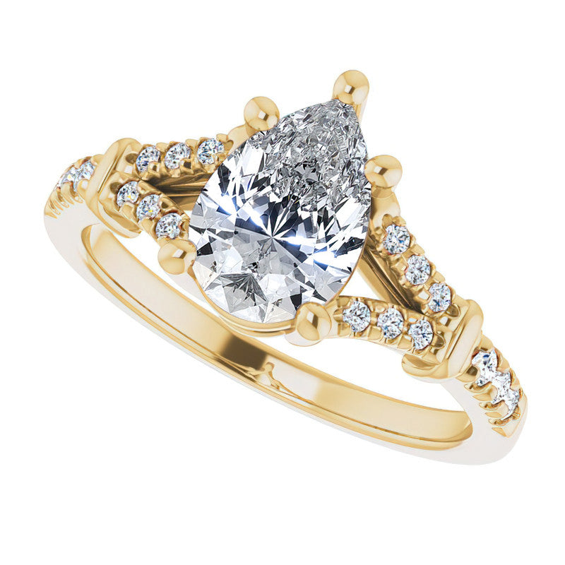 Split Shank Pear Moissanite Engagement Ring