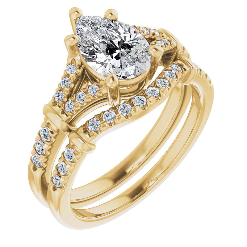 Split Shank Pear Moissanite Engagement Ring