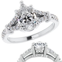 Split Shank Pear Moissanite Engagement Ring