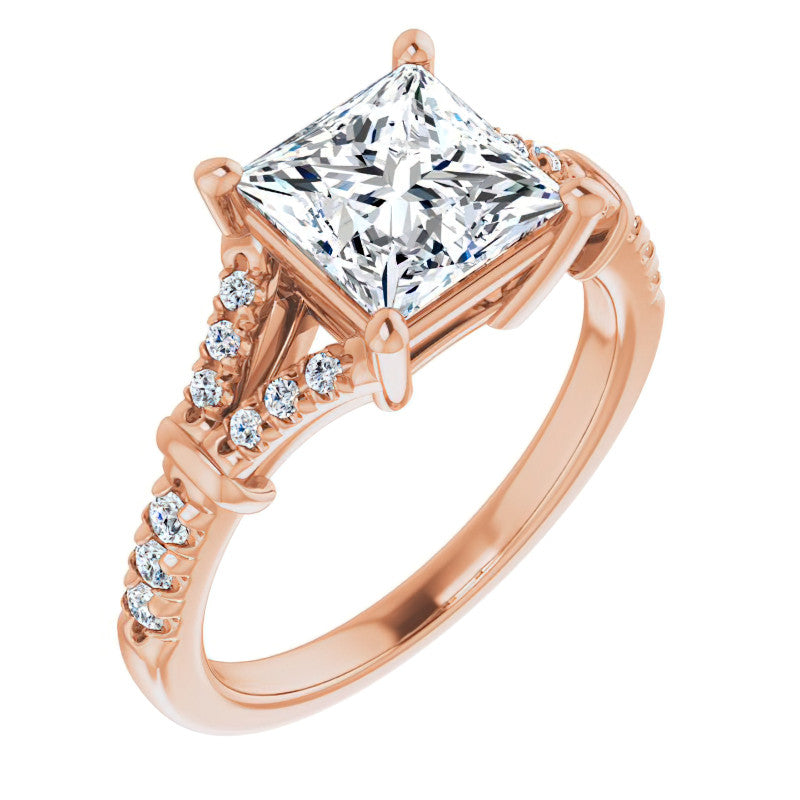 Split Shank Princess cut Moissanite Engagement Ring