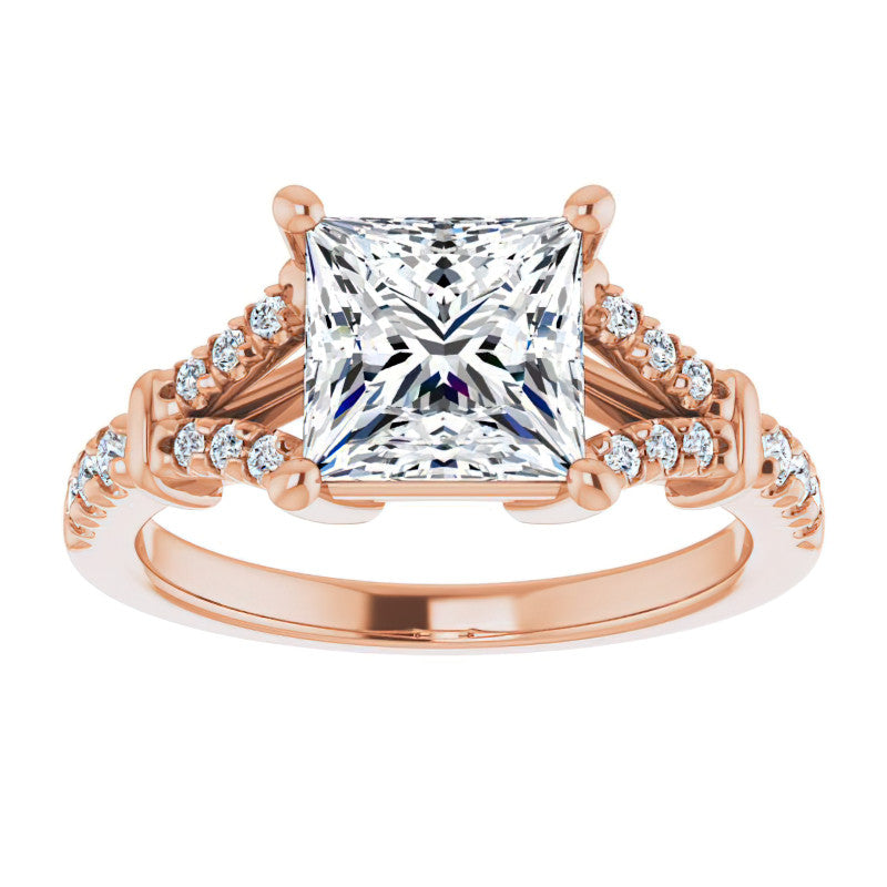 Split Shank Princess cut Moissanite Engagement Ring