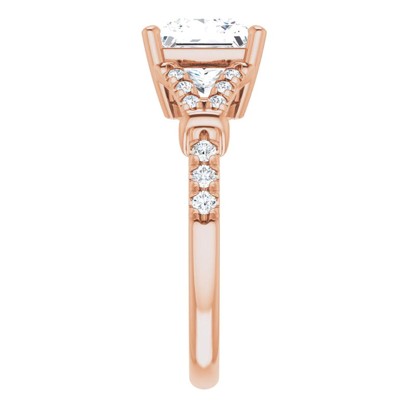 Split Shank Princess cut Moissanite Engagement Ring