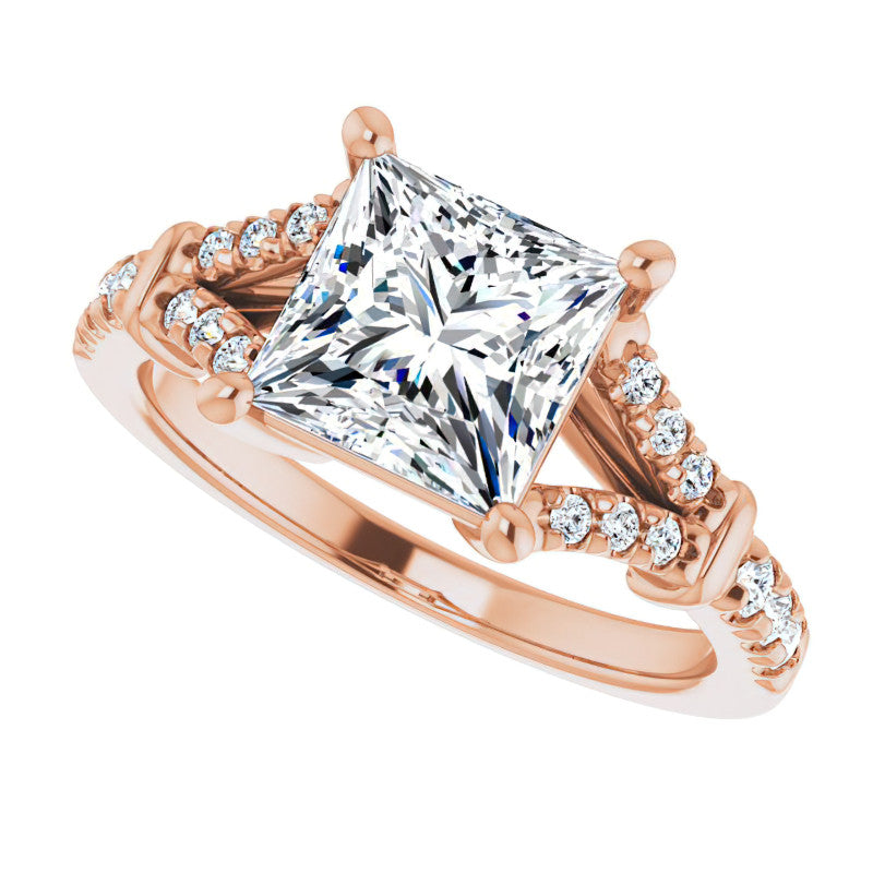 Split Shank Princess cut Moissanite Engagement Ring