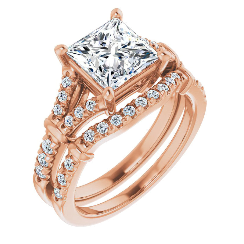 Split Shank Princess cut Moissanite Engagement Ring