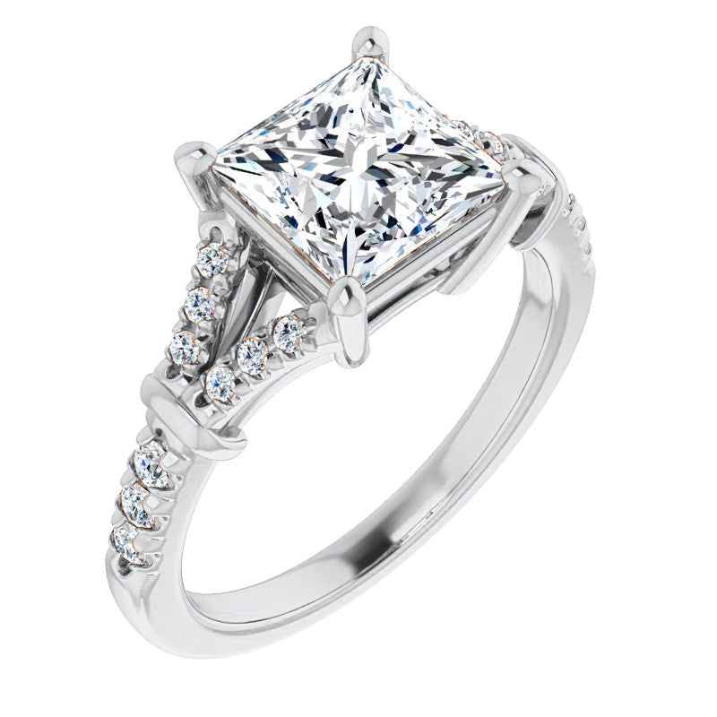 Split Shank Princess cut Moissanite Engagement Ring