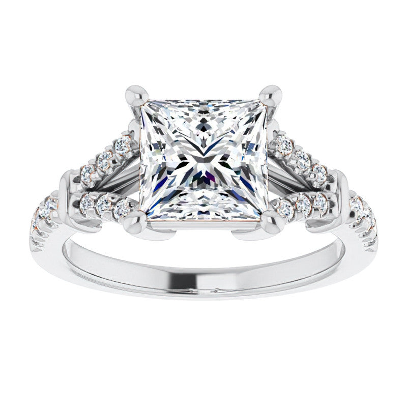 Split Shank Princess cut Moissanite Engagement Ring