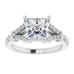 Split Shank Princess cut Moissanite Engagement Ring