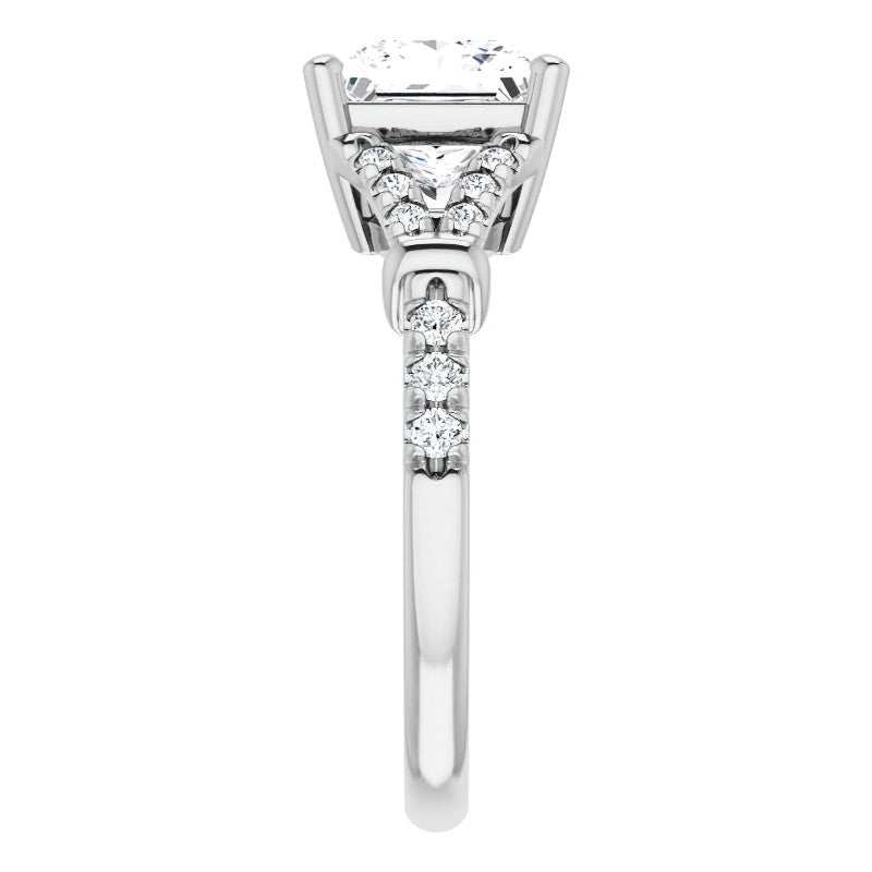 Split Shank Princess cut Moissanite Engagement Ring