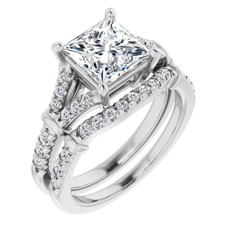 Split Shank Princess cut Moissanite Engagement Ring