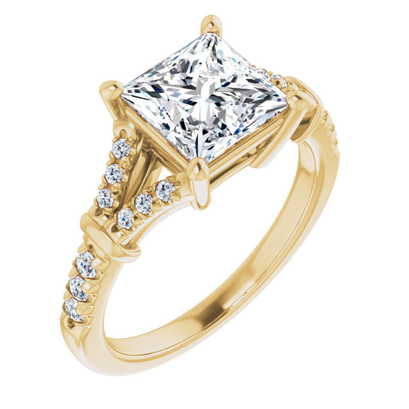 Split Shank Princess cut Moissanite Engagement Ring