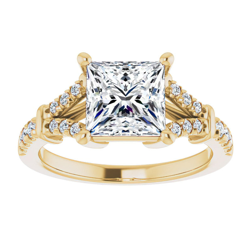 Split Shank Princess cut Moissanite Engagement Ring