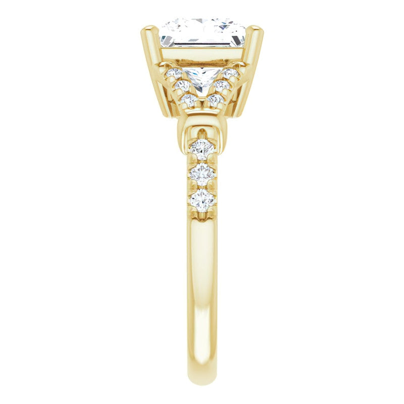 Split Shank Princess cut Moissanite Engagement Ring
