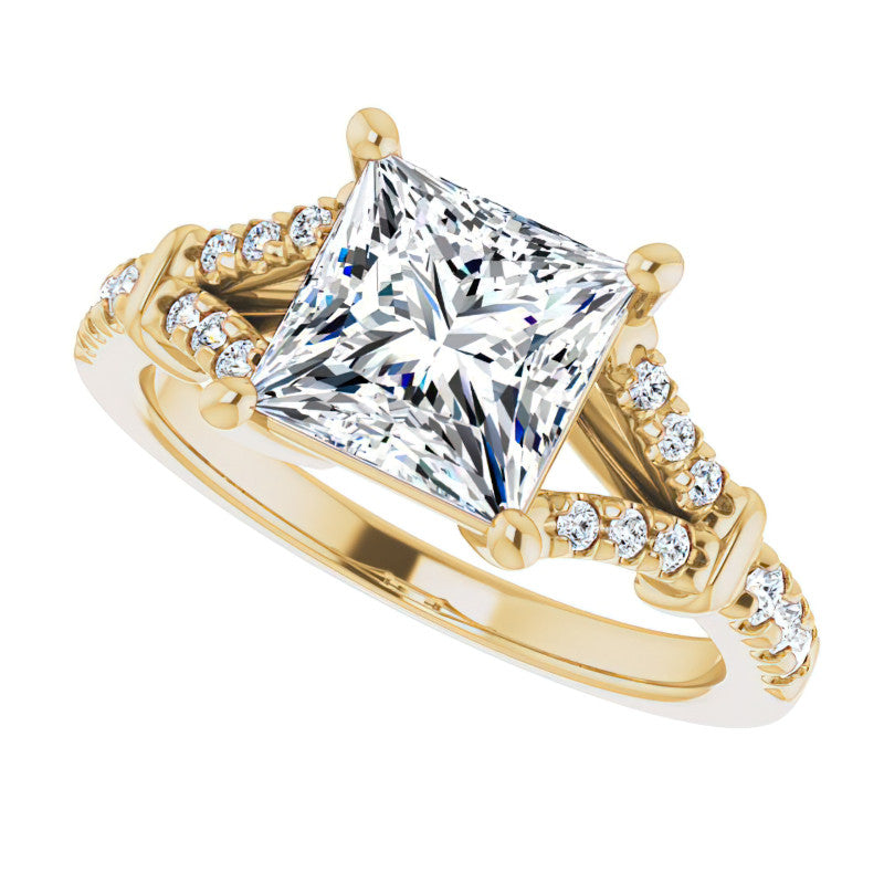 Split Shank Princess cut Moissanite Engagement Ring