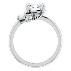 Marquise and Round Accented Oval Moissanite Engagement Ring