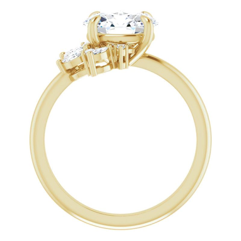 Marquise and Round Accented Oval Moissanite Engagement Ring