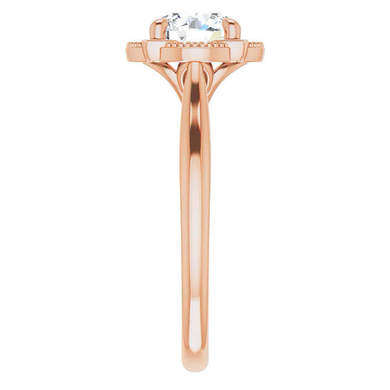 Round Antique Halo Design Moissanite Engagement Ring
