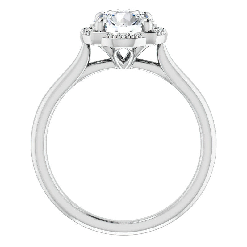 Round Antique Halo Design Moissanite Engagement Ring
