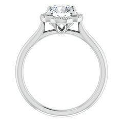 Round Antique Halo Design Moissanite Engagement Ring