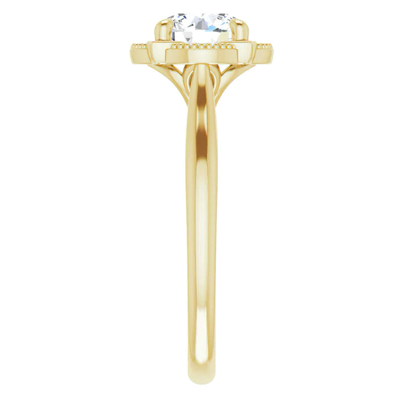 Round Antique Halo Design Moissanite Engagement Ring