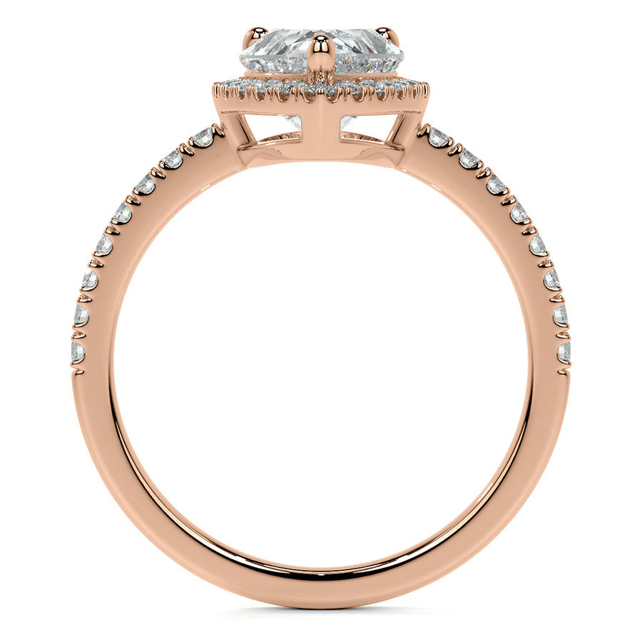 Pear Basket Halo Moissanite Engagement Ring