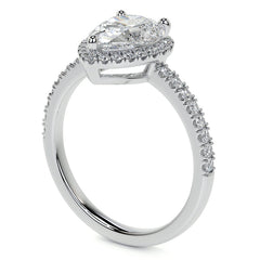 Pear Basket Halo Moissanite Engagement Ring