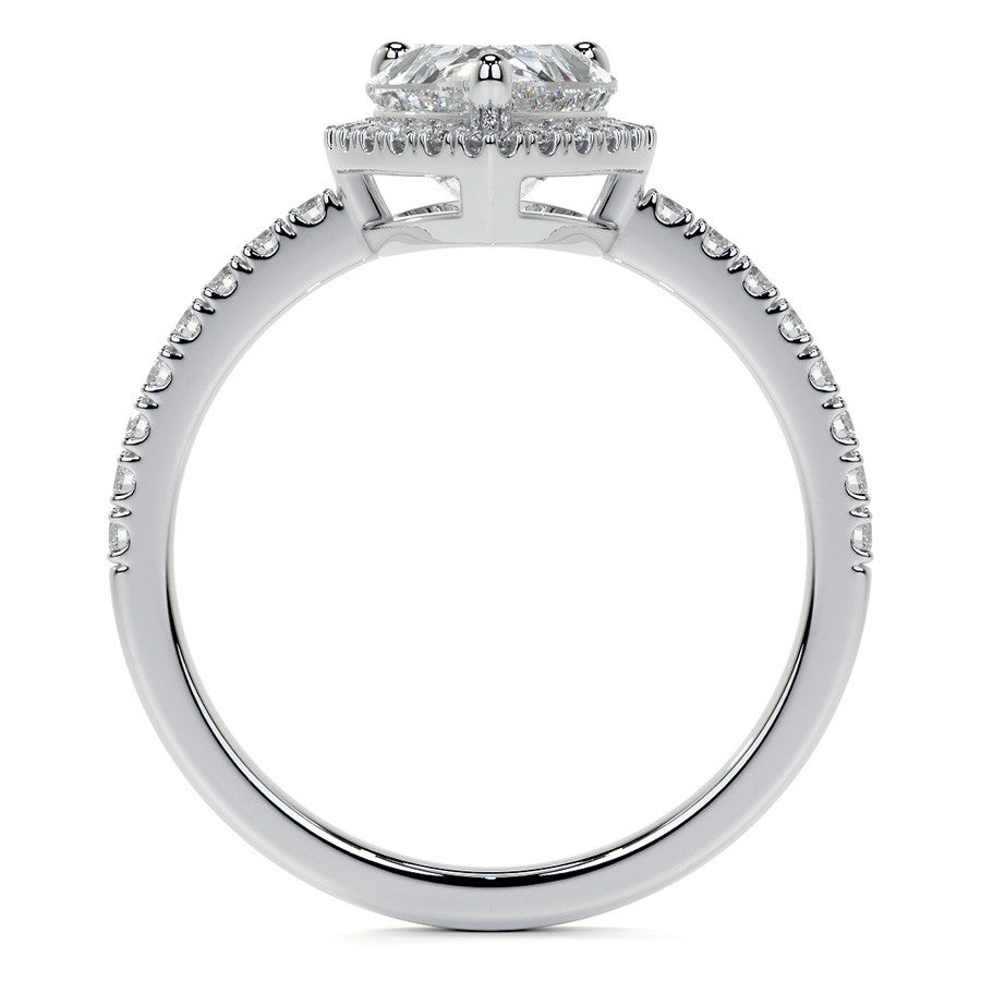 Pear Basket Halo Moissanite Engagement Ring