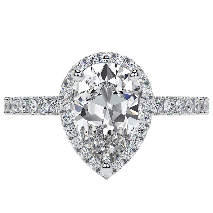 Pear Basket Halo Moissanite Engagement Ring