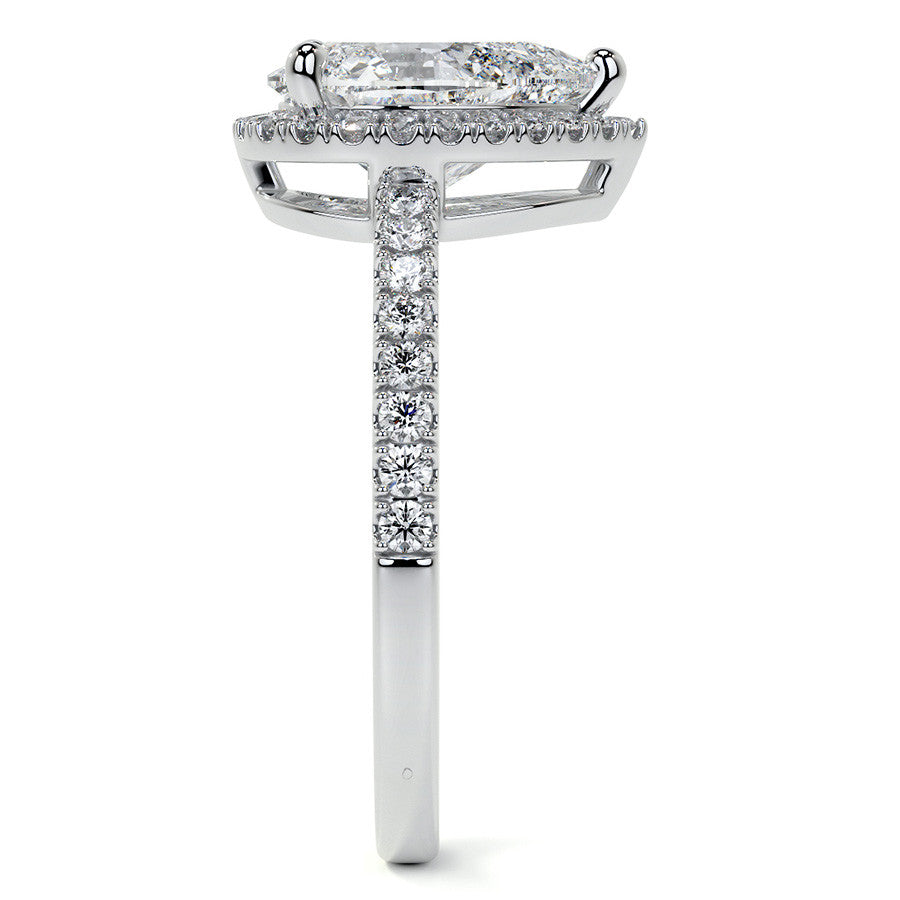 Pear Basket Halo Moissanite Engagement Ring