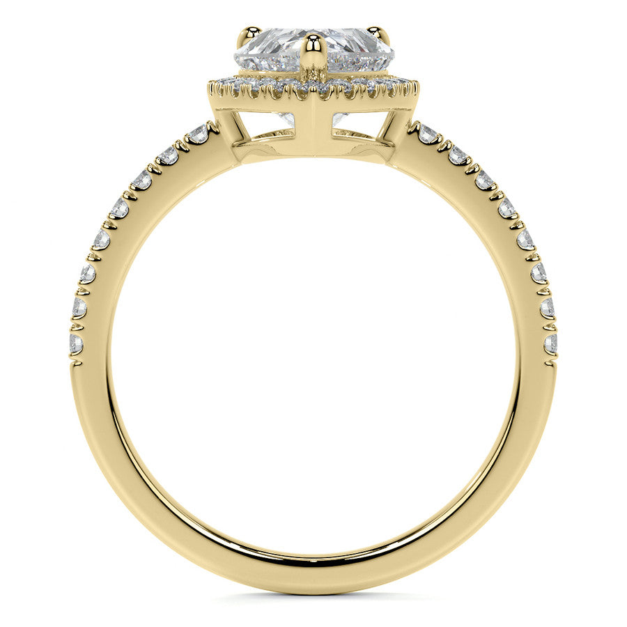 Pear Basket Halo Moissanite Engagement Ring