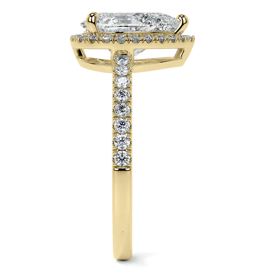 Pear Basket Halo Moissanite Engagement Ring