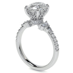 Ornate Oval Moissanite Engagement Ring with Milgrain Collar