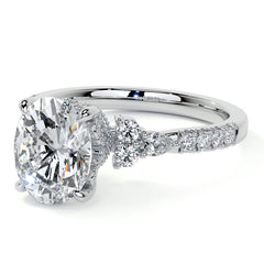 Ornate Oval Moissanite Engagement Ring with Milgrain Collar