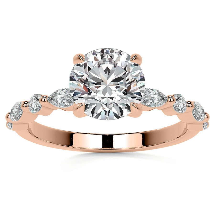 Round Scalloped Single Prong Moissanite Engagement Ring
