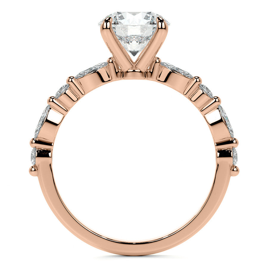 Round Scalloped Single Prong Moissanite Engagement Ring