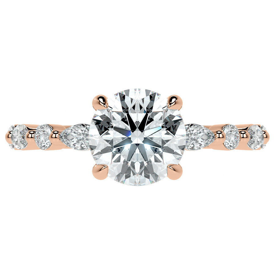 Round Scalloped Single Prong Moissanite Engagement Ring