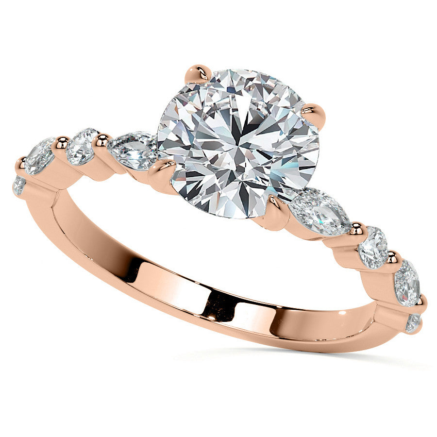 Round Scalloped Single Prong Moissanite Engagement Ring