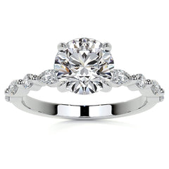 Round Scalloped Single Prong Moissanite Engagement Ring