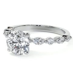 Round Scalloped Single Prong Moissanite Engagement Ring
